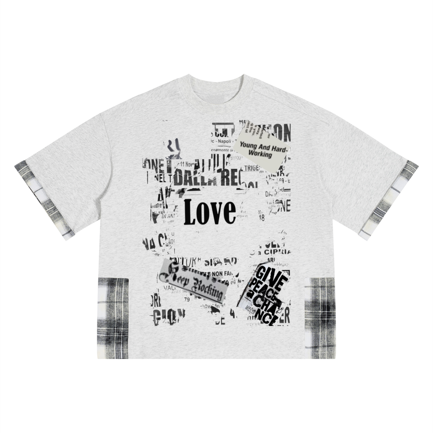 Me vs. Me Plaid Paneled T-Shirt by Otaku Street Den